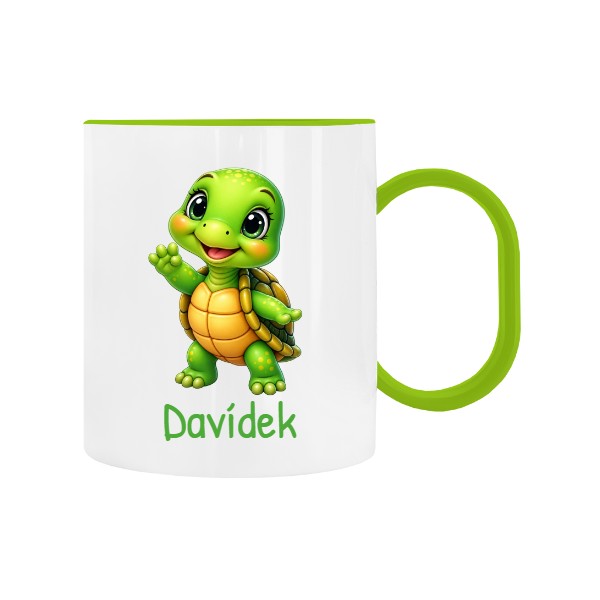Dětský hrnek plastový s potiskem Želvička se jménem